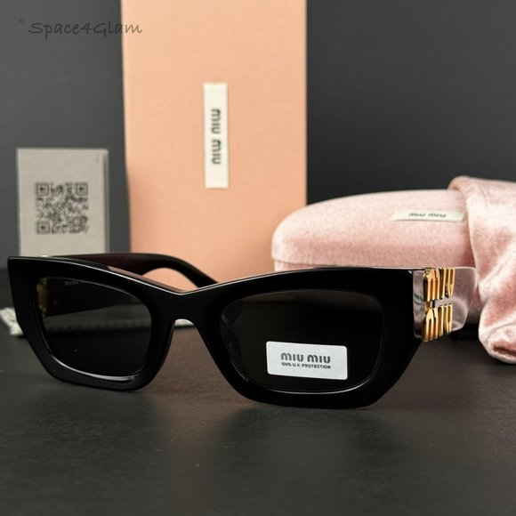 Miu Miu MU09WS 1AB5S0 Black Grey Cat Eye Women Sunglasses - Picture 4 of 14